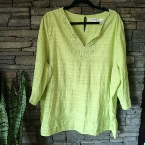 Alfred Dunner- Ladies Plus Size, Lime Green Top